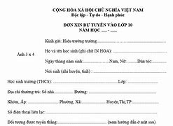 Đơn Xin Nhập Học Lớp 10